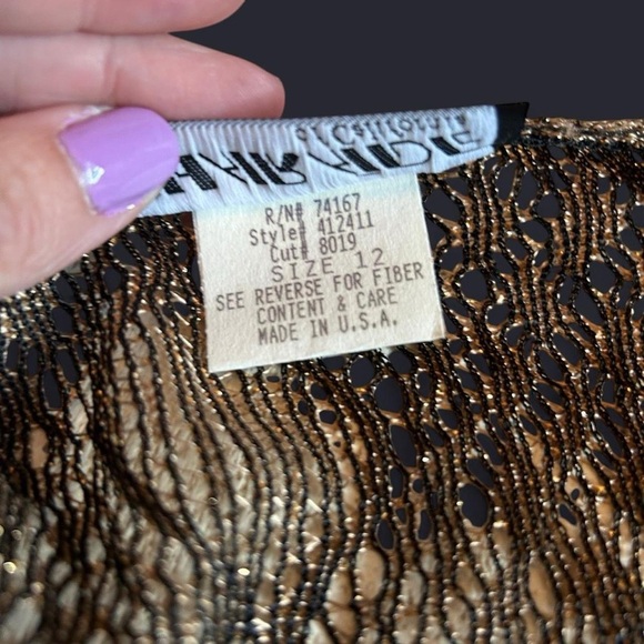 NWT -Vintage 90s SharAde Bronze Metallic Mesh Top | | Size 12 - Picture 5 of 8